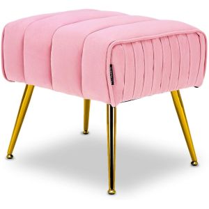 Quality Tufted Footrest Modern Ottoman Stool Trapezoid Gold Tone Metal Legs Durable for sale