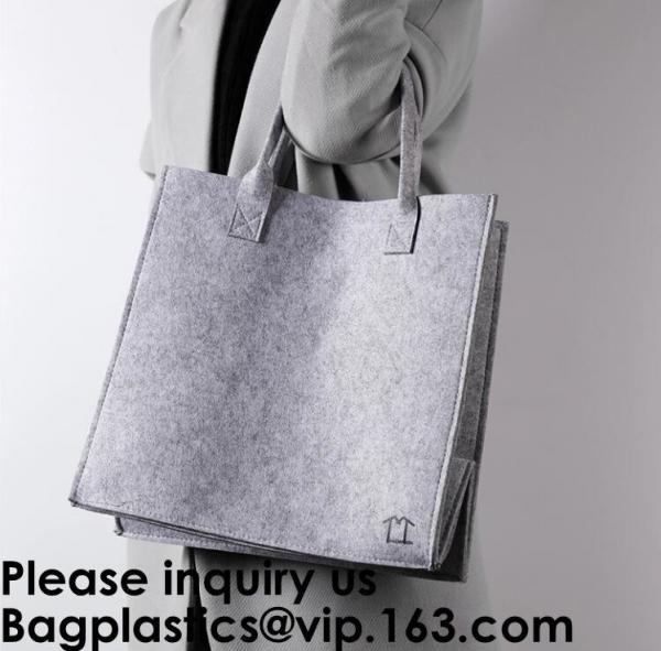 Buy Grocery Bags Reusable Eco Shopping Bags Large Made By Felt Fabric Produce Bags Stylish Travel Tote Bag Gray at wholesale prices