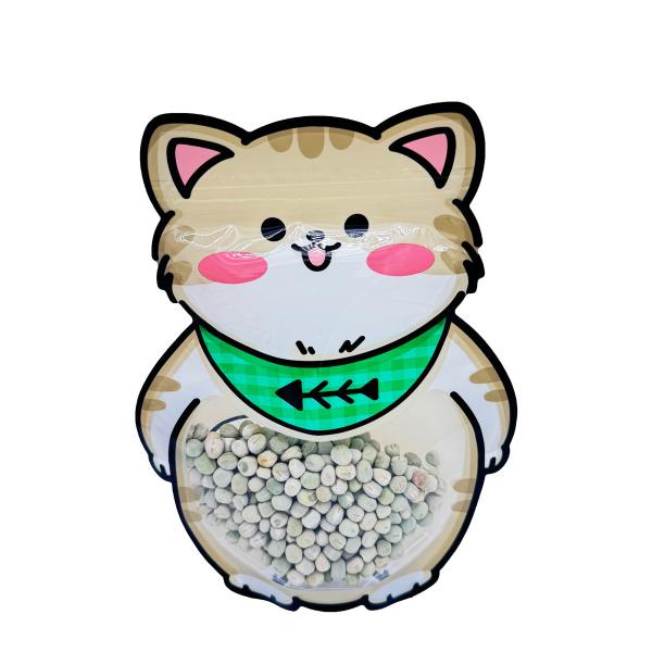 Custom Design Animal Shape Stand Up Pouches with Zipper Clear Window for Kid Snack, Dry Food, Candy, Cookies Packaging