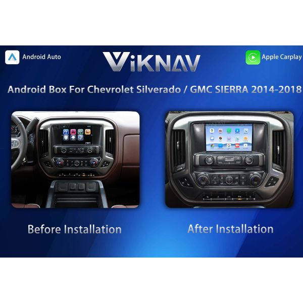 Viknav Upgrade Android Box For Chevrolet Silverado / GMC SIERRA 2014-2018 Wireless Carplay Touch Screen GPS Navigation Multimedia player Auto Stereo