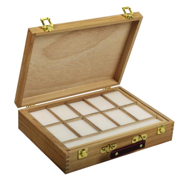 Wooden Art Storage Box With Tray , Rectangular Paint Storage Containers 35.5 X 26.5 X 8.6cm