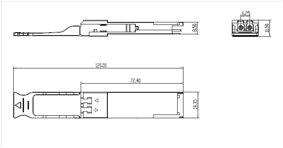 3.3V Power Supply Optical Transceiver Module 100G QSFP28 LR4 1310nm 25km LC Connector
