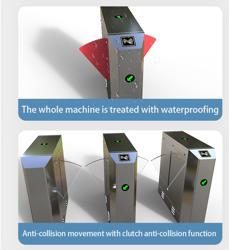 Automatic Revolving Electric Vertical Swing Turnstile Gate , Flap Barrier Turnstile Security Gate