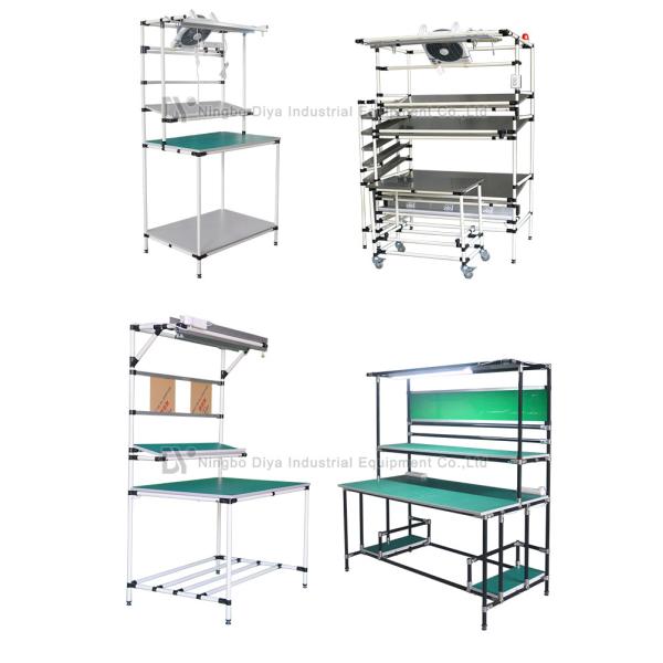 Silver Gray Production Industries Workbench , Polished Surface Assembly Line Worktable