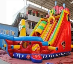 Quality Animal Theme Inflatable Water Slides Pirate Ship Sail Dry Slide for sale