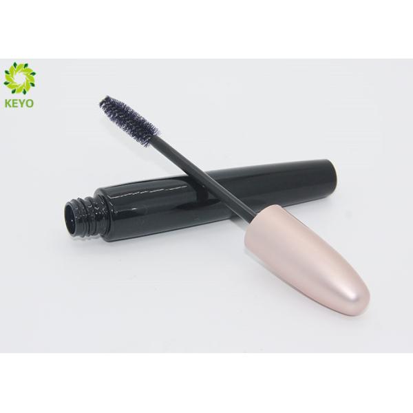 Round Plastic Empty Mascara Tube With Rose Gold Plastic Screw Brush Cap