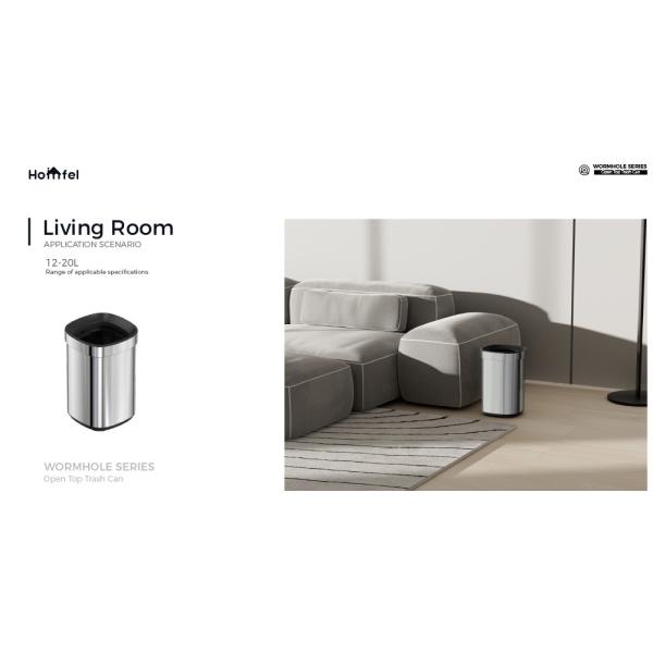 SS Rectangle Open Top Trash Bin ，Open Lid Trash Can Stainless Steel