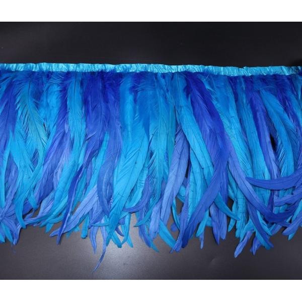 Event Party Supplies 10-12 inch Cock Coque Feather Fringe Trim with Satin Ribbon Tapes