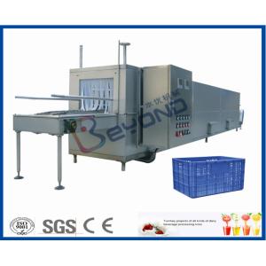 Juice Bottle Plastic Crate Washing Machine , Stainless Steel Crate Washer