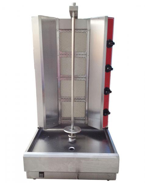 Buy Stainless Steel Gas Doner Kebab Shawarma Machine Four Burners LPG With Middle Spinning Rod at wholesale prices