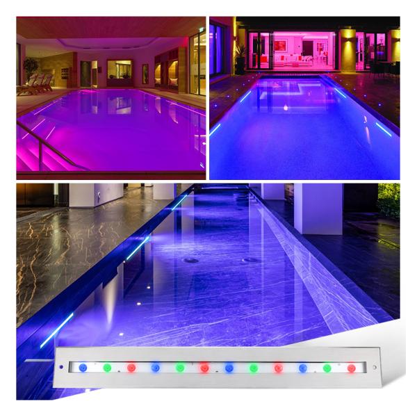 High Quality Rectangle Bright Asymmetrical Beam IP68 SS316L Underwater Light Linear Wall Washer LED Swimming Pool Light