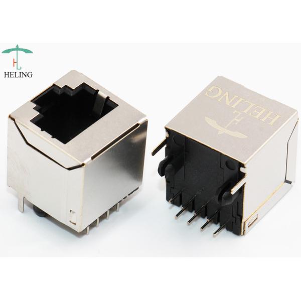 Single Port Shielded SMT RJ45 Connector R / A 50U" Gold Plating Contact Terminal
