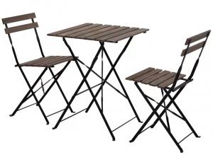 Quality 3 Piece Set Mahogany Garden Folding Table And Chairs Solid Wood Slat Steel Frame for sale