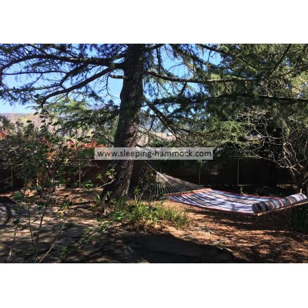 Travel Quilted Fabric Hammock Kids , Heavy Duty Canvas Hammock Red Blue Stripe