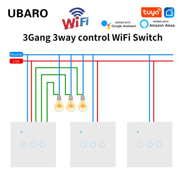 WIFI Dual Light Switch EU UK Standard 2 Gang Wifi Light Switch 240Vac