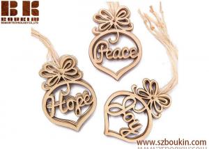 China Laser Cut Peace, Hope and Joy Wood Ornaments Christmas Tree Decoration on sale