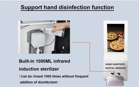 21.5" 1920*1080 Advertising Kiosk Hand Sanitizer Dispenser