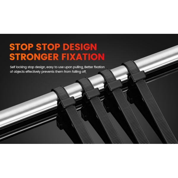 Temperature Resistant Double Sided Zip Ties 14 Inch 100 LBS Tensile Strength Strong Releasable