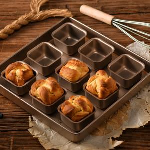 China Customized Household Baking Molds Cake Toast Bread Molds For Baking Square Cupcake Trays on sale