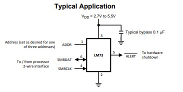 LM73CIMK-0 NOPB Board Mount Temperature Sensor Chip 320 UA 14 Bit