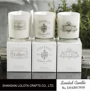 Customized Home Strong Scented Candles With Printed Transparent Glass Bottle