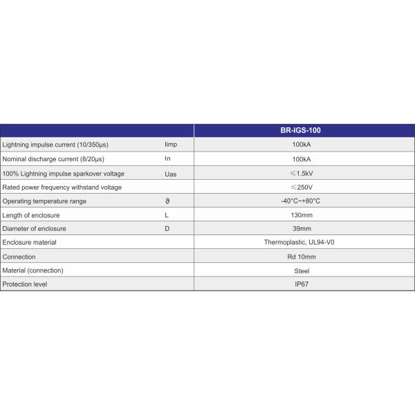 BR-ISG-100 Isolating Spark Gap Lightning Equipotential Bonding Connection Of Separated Earthing Systems