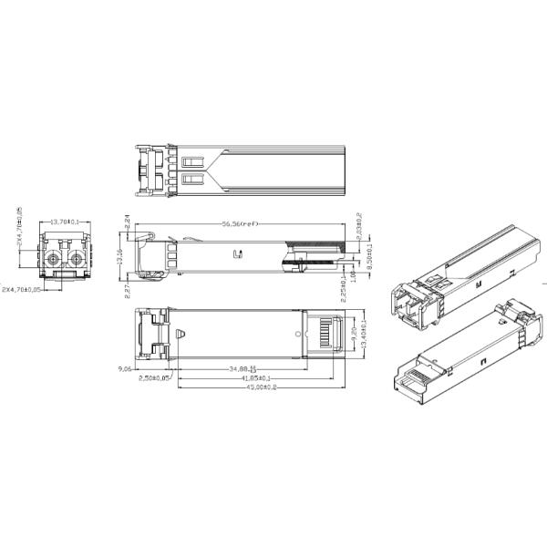2.5Gbps SFP OC-48/STM-16 SR-0 850nm 300m MMF Duplex LC DOM Transceiver Module