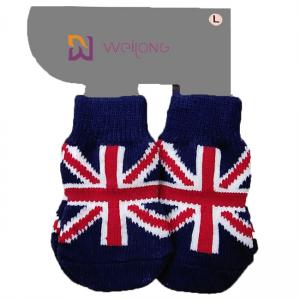 Quality Customized Dog Sock Knitting Patterns Union Jack 95% Cotton 5% Spandex for sale