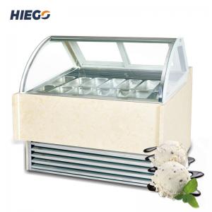 Quality Curved Glass Ice Cream Display Cabinet 390l Countertop Gelato Display Case for sale