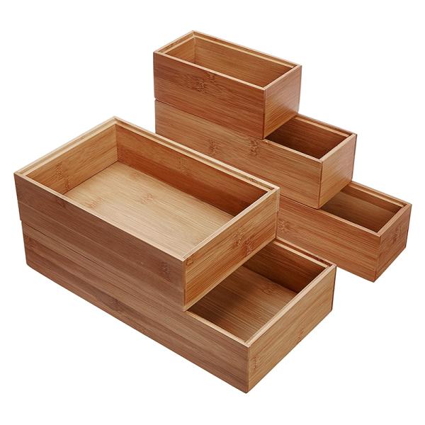 Carved Bamboo Five-Piece Storage Box Set for a Sophisticated and Organized Living Room