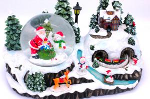 Quality Christmas Holiday Music Box with snow globe for sale