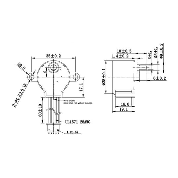 DC Gear Micro High Torque Stepper Motor 3.7V 28mm 5 Line 4 Phase