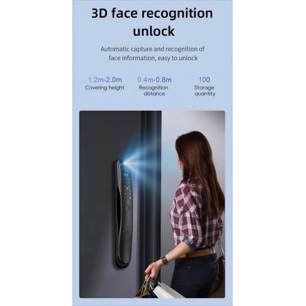 S931Max 21 Languages 3D Face ID Smart Home Door lock Tuya Video Intercom Fingerprint & Key Card Access