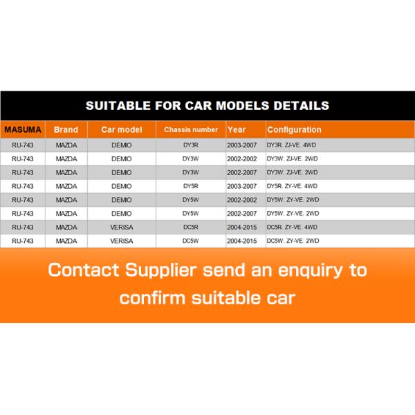 Suspension Bush for MAZDA DEMIO DY3R RU-743 MASUMA Auto System A13DTC D350-28-460 D375-28-460