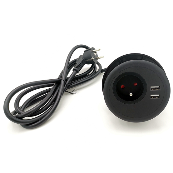 French Type Desktop Clamp Power Strip 1 Way And 2USB CE Passed