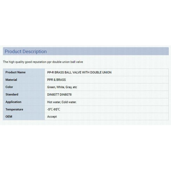 Ppr Male Double Union Ball Valve Brass Valve Lighter Weight Type Full Sizes Fast Flow