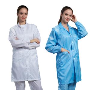 Quality Custom Cleanroom Anti Static Garments Dustproof Waterproof Esd Smock Gown for sale