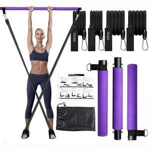 Quality Pilates Bar Kit with Resistance Bands Home Gym Workout Bar Portable 3-Section Exercise Pilates Sticks Bar for sale