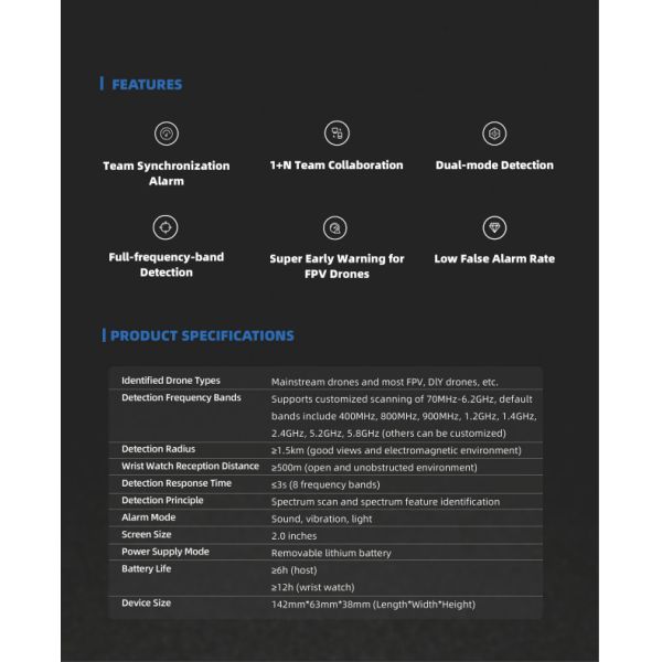 Drone Radio Frequency Handheld Detection And Team Data Transportation Watch
