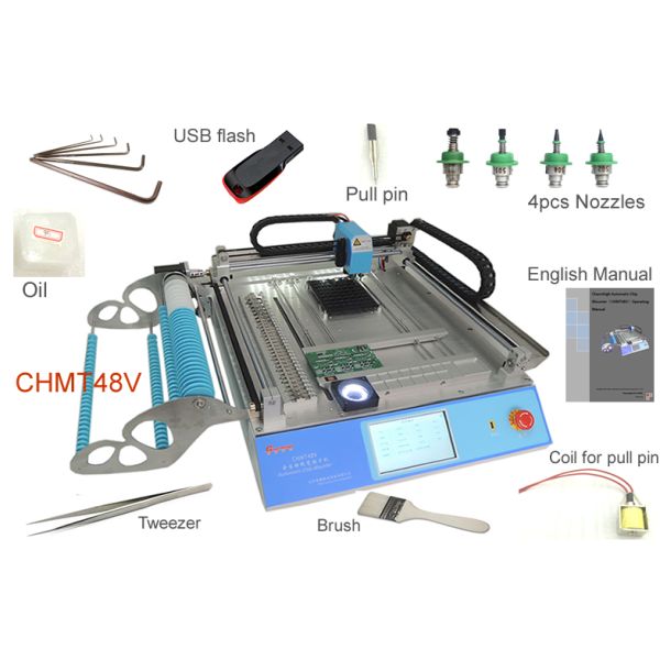 Full Touch Screen Vision System CHM-T48VA Desktop SMT Pick And Place Machine PNP Machine CE Small SMT Machine