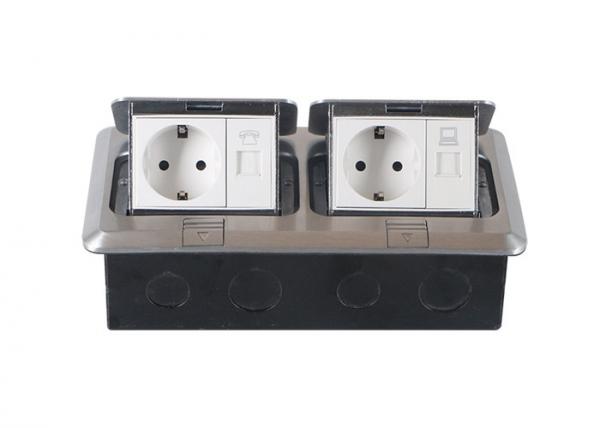 Buy Aluminium Alloy Panel RJ45 Duplex Floor Outlet With 2 Gang EU Socket And 2 Data Jack at wholesale prices
