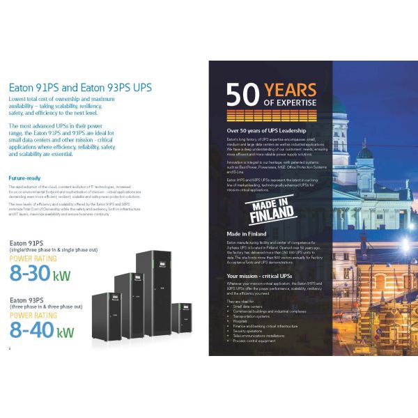 Eaton 91PS Series Single Phase UPS for Networking 10kVA 10kW 220V 15kVA 15kW 30kVA 30kW