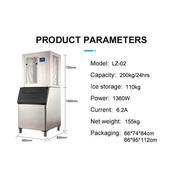 110kg Ice Storage Capacity LZ-02 Geneglace Flake Ice Machine for Chongqing Seawater