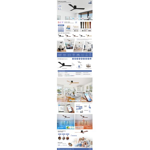 Decorative 220V Energy Saving Ceiling Fan 3 Solid Wood Blades For Restaurant