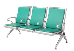 Quality Green PU Leather SS201 Steel Airport Chair / Salon Waiting Room Chairs for sale
