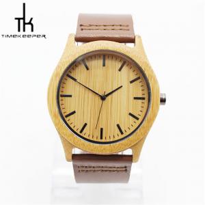 Quality Fashion Quartz Wooden Wrist Watch With Leather Strap For Sports Use for sale