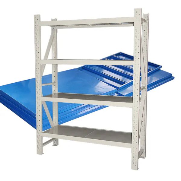 Rustproof Blue And White 4 Shelf Metal Storage Rack Powder Coated With Leveling Feet