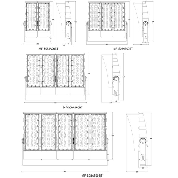 High Mast LED Flood Light 200W-500W IP66 Waterproof With DALI Dimmable Smart Control For Plaza Parking Lot Yard