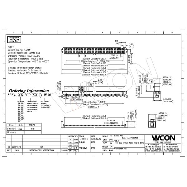 20 pin 2.00mm IDC Socket Connector Female With Bump PBT Phosphor Bronze Sel Au/Sn
