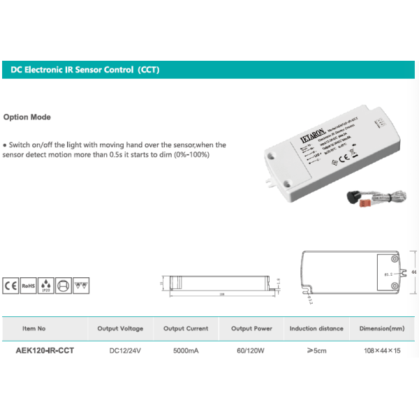 17-Year Manufacturer Direct Smart Sensor Switch with CE RoHS TUV Certification DC Electronic IR Sensor Switch CCT Control Sensor Switch With CE